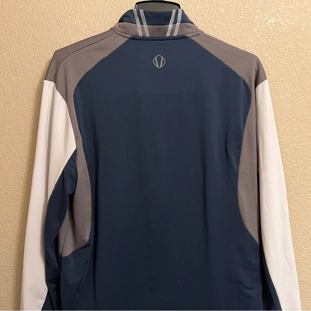 Sunice Golf Pullover Mens Large Blue White Otaki Mid Layer 1/4 Quarter Zip - Picture 8 of 14